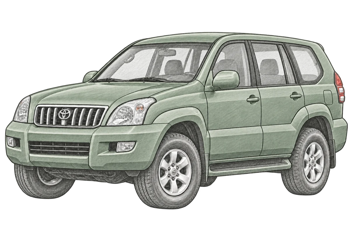 Illustrative pencil sketch of Toyota Prado